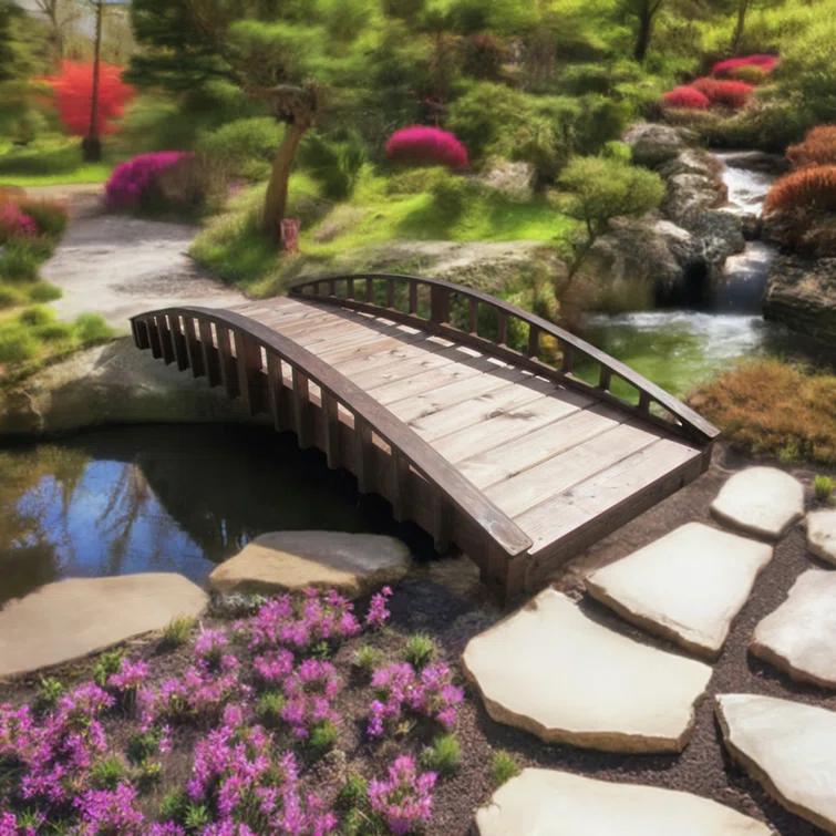 Sams Gazebos Crescent Japanese Garden Bridge 8 ft.