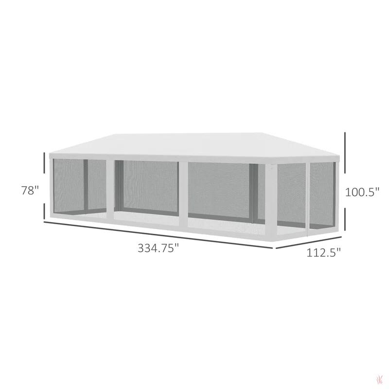 Tryimagine Outsunny 10' X 28' Party Tent Canopy, Outdoor Event Shelter Gazebo With 8 Removable Mesh Sidewalls, Zipper Doors, Steel Frame