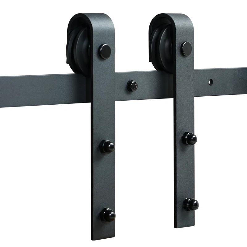 Black Steel Single Door Barn Door Hardware Kit Standard Single