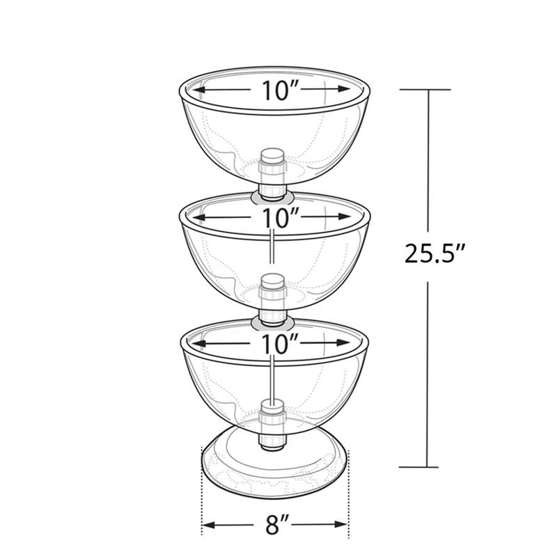 Azar Displays Three-Tier 10", 10" & 10" Bowl Display
