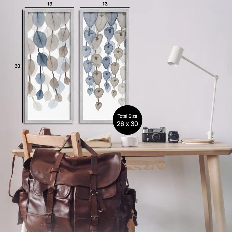 Neutral Opaque Cascading Leaves 2 Piece Giclee Art Set by Albert Koetsier