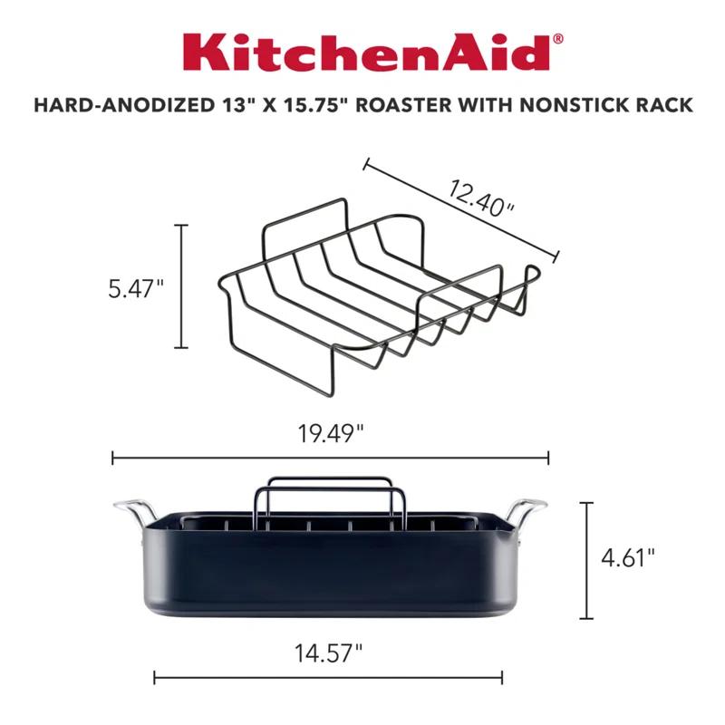 KitchenAid Hard-Anodized Aluminum Non-Stick Roasting Pan with Rack