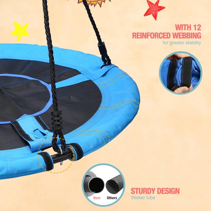 Klo Kick 40inch Metal/Fabric Web/Saucer Swing with Chains and Hooks