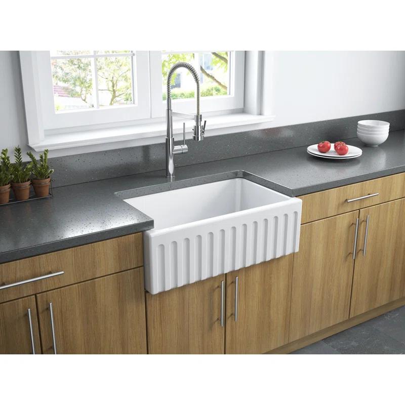LaToscana LAT/R3018W 30'' L Farmhouse / Apron Single Bowl Fireclay Kitchen Sink