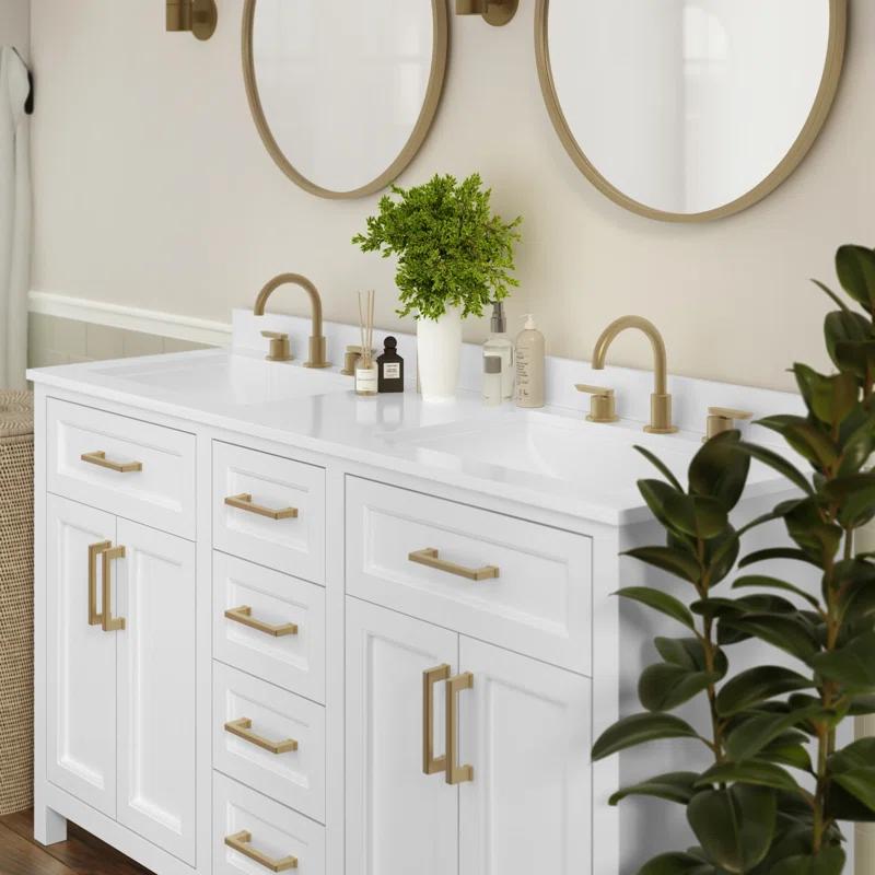 Flash Furniture Bathroom Vanity With 2 Sinks, 2 Storage Cabinets, And 6 Drawers & Reviews | Wayfair
