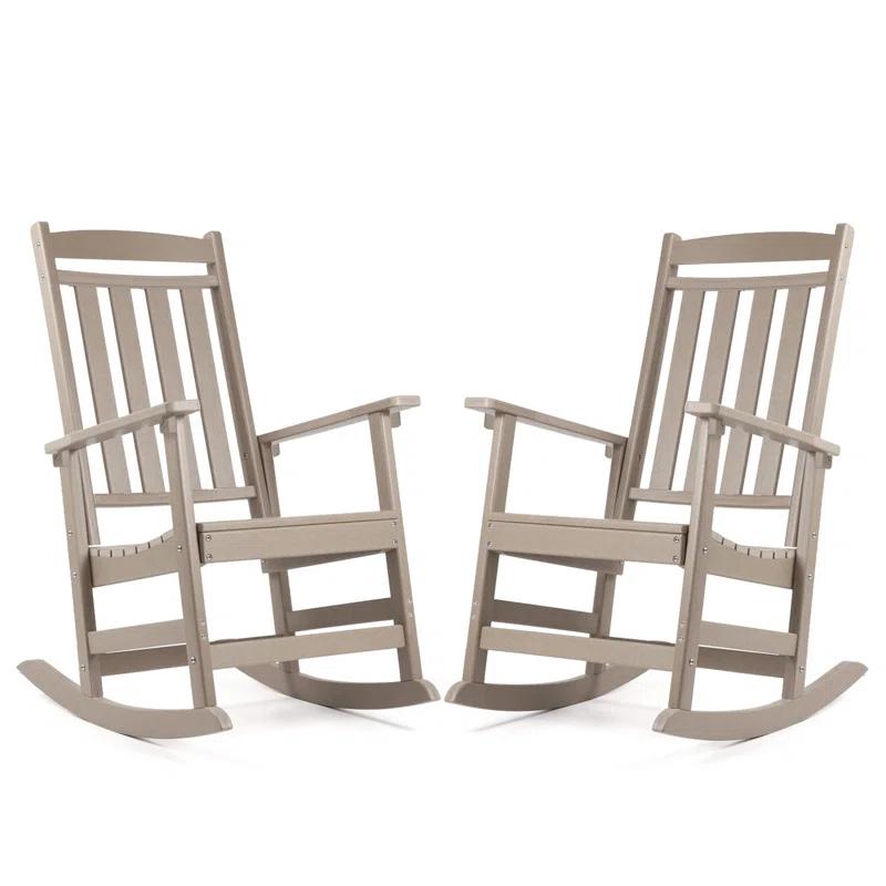 Oxing HDPE Outdoor Rocking Chair (Set of 2)