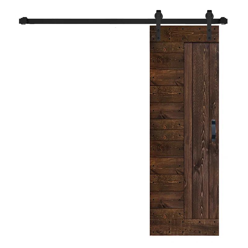 L Series Paneled Solid Wood Sliding Barn Door with Installation Hardware Kit -Assembly Needed