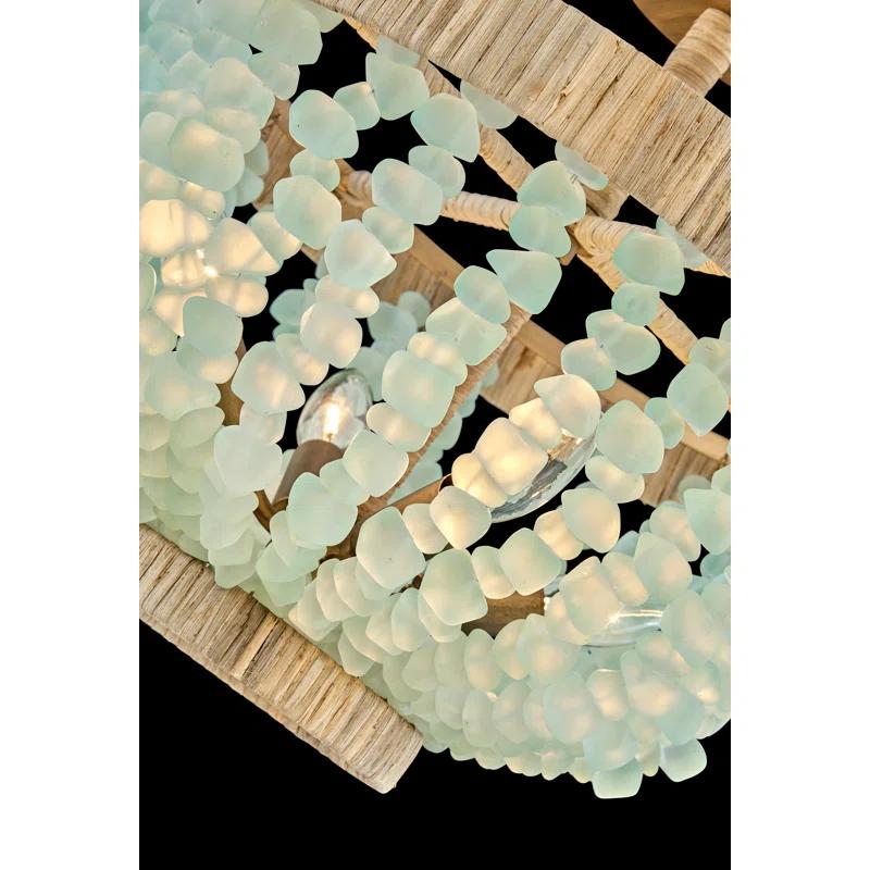 Dune Four-Light Hand-Strung Sea Glass Semi-Flush Mount Ceiling Light
