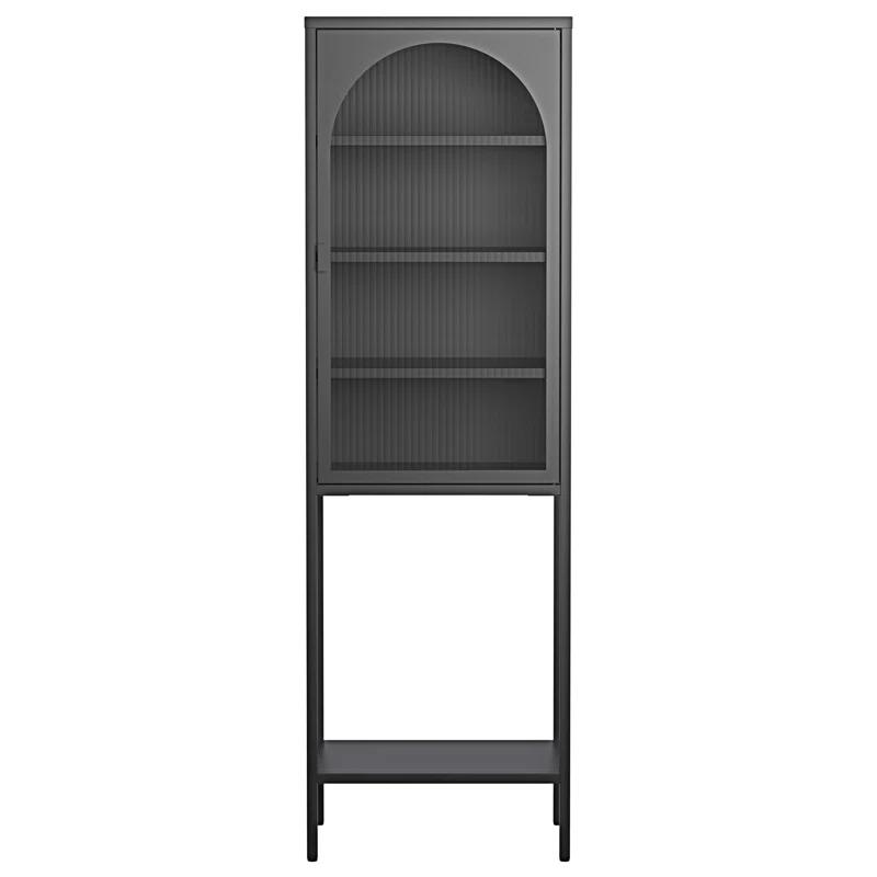 wendeway Metal Glass Door Display Storage Cabinet - 5-Tier Cube Bookshelf Storage Cabinet With 3 Adjustable Shelves For Kitchen | Wayfair