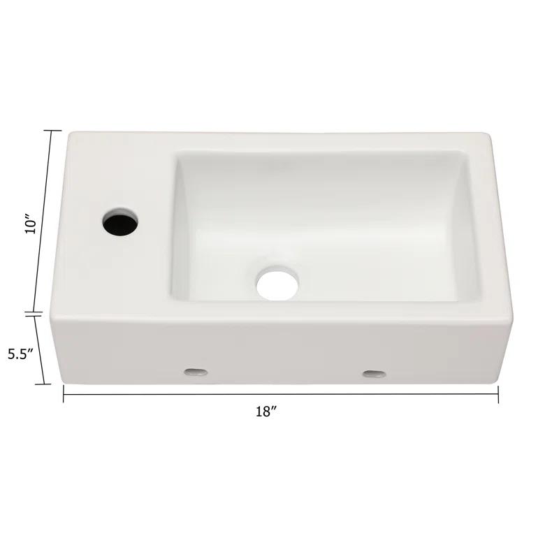 Lordear LGP1810-11 Lordear 10'' White Ceramic Rectangular Bathroom Sink