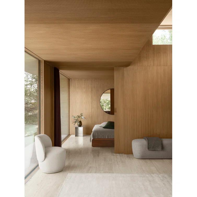 Blomus Rectangle Visca Solid Color Hand Loomed Viscose Area Rug in Beige