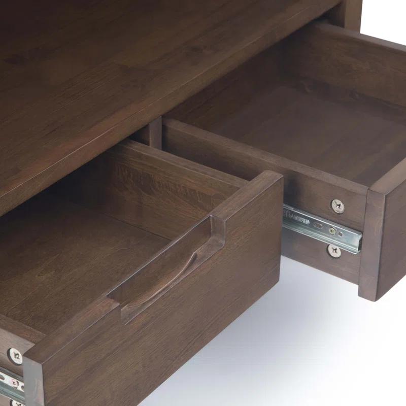 Banting 30"W Solid Wood 4 Shelf Industrial Bookcase with 2 Drawers, Adjustable Shelves, and Metal Base