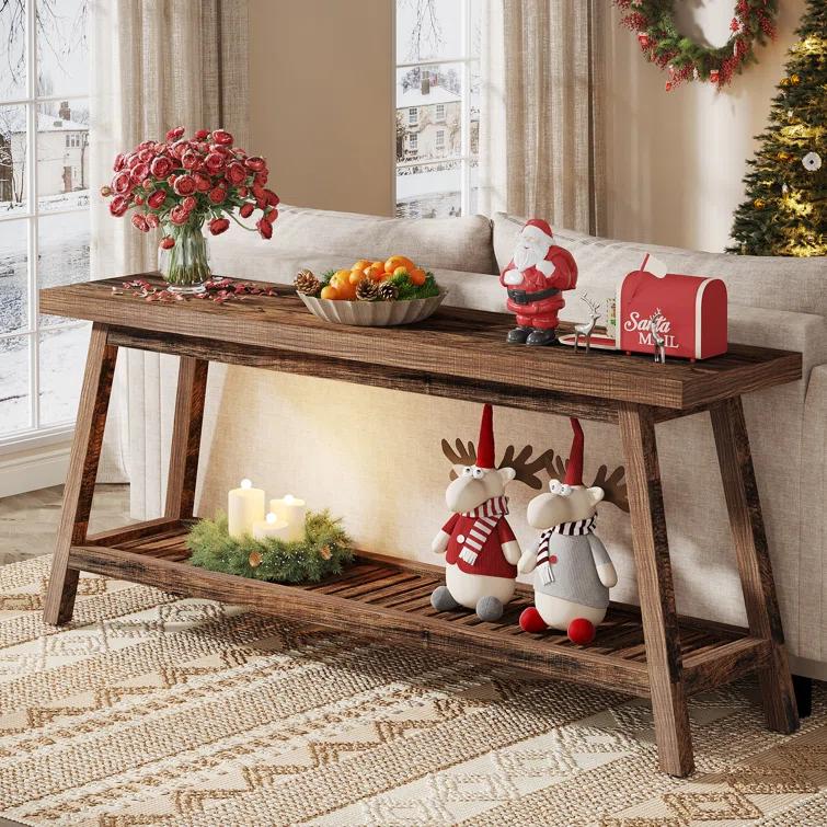 Gracie Oaks 70.9-Inch Farmhouse Console for Entryway, 2-Tier Entry Table Sofa Table