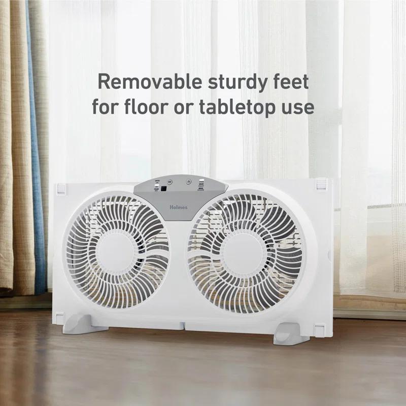 Holmes 9" Twin-Blade Digital Window Fan, Reversible Airflow, 3 Speeds, Remote Control