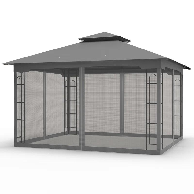 13 Ft. W x 11 Ft. D Steel Patio Gazebo with Netting