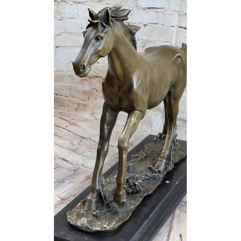 Canora Grey Galloping Horse Bronze Statue Sculpture Equestrian Art Pj Mene 15 Inches X 24 Inches