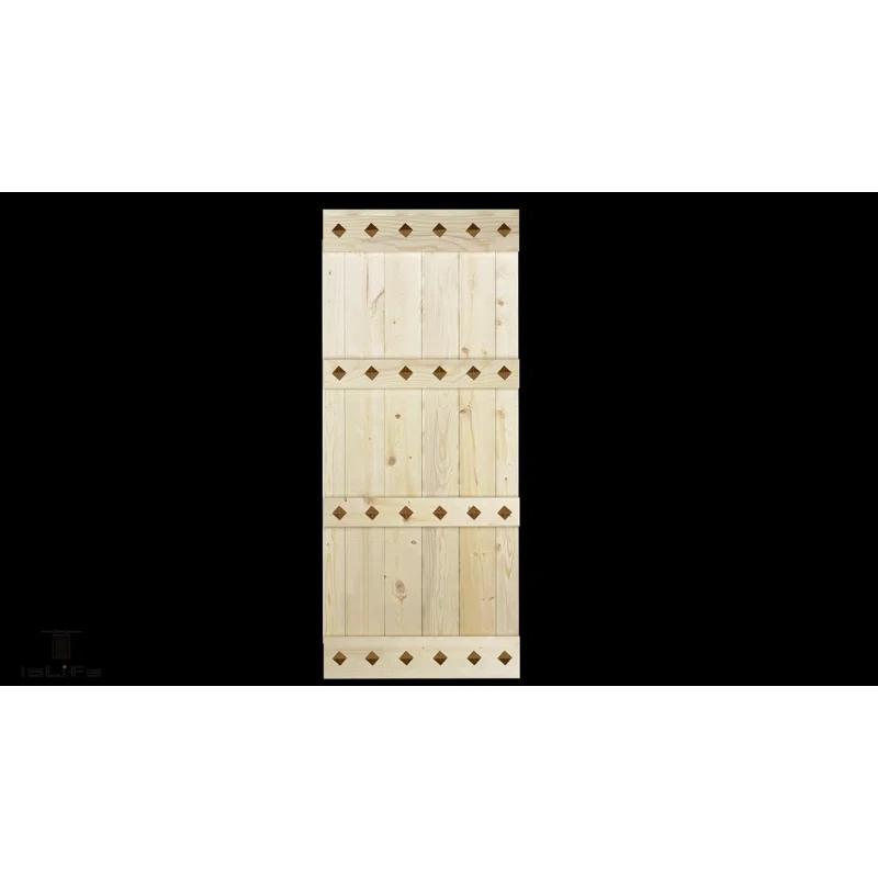 84'' Solid Wood Paneled Low-Gloss with Installation Hardware Kit Barn Door (Set of 2)