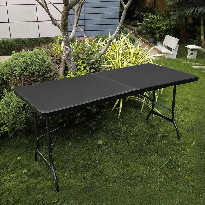 Plastic Folding Card Table, Indoor Outdoor Portable Picnic Table with Carrying Handle for Camping