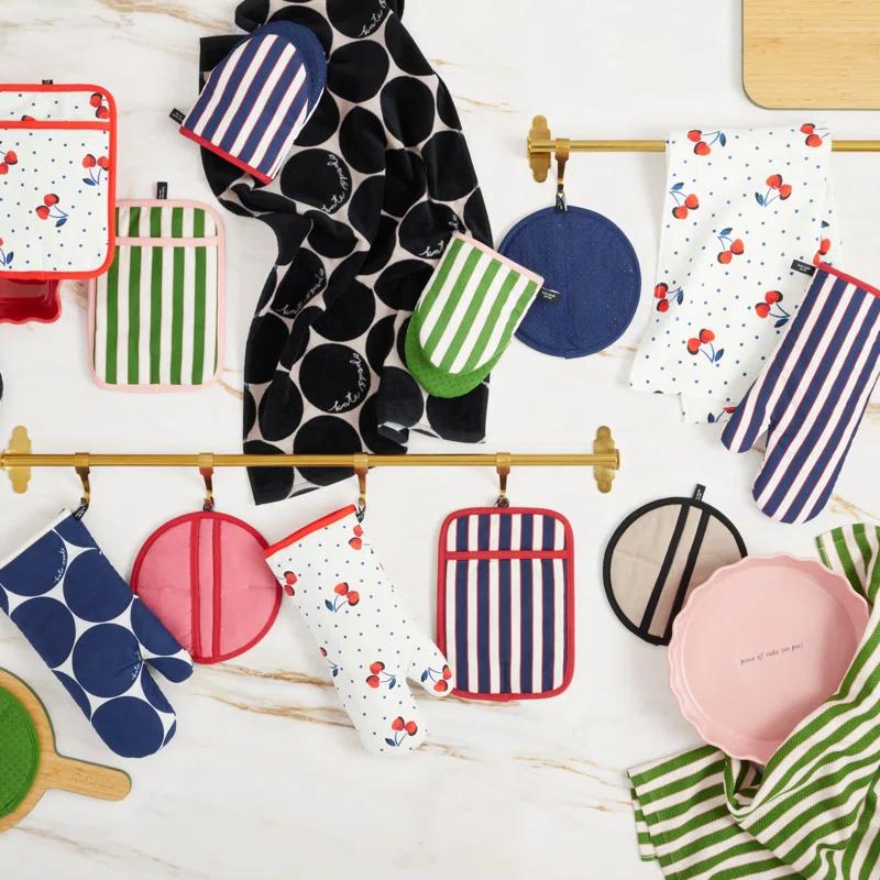 kate spade new york Kate Spade New York Loop And Dot Striped Cotton Oven Mitt Set (Set of 2)