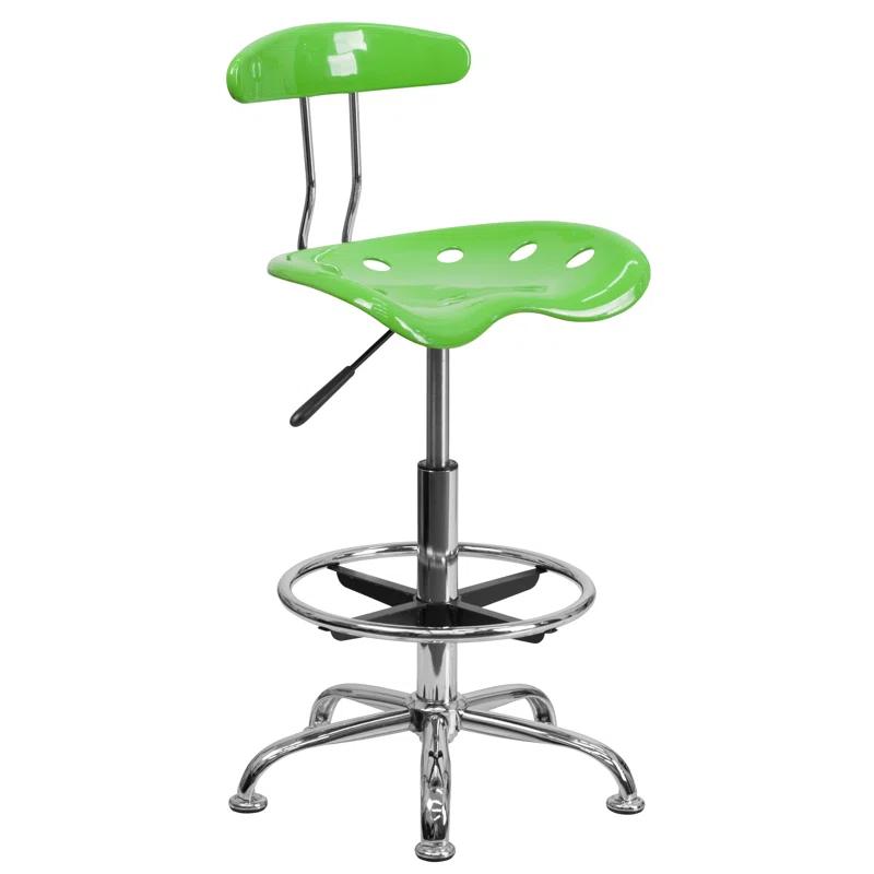 Flash Furniture Monroe Vibrant Chrome Drafting Stool with Tractor Seat