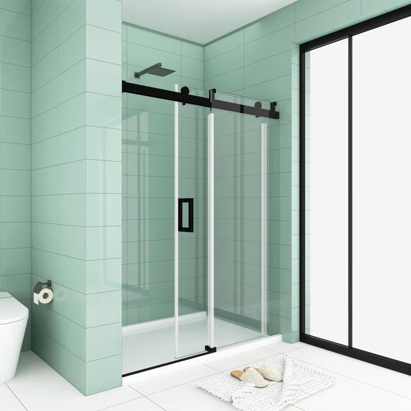 Staykiwi 60'' - W x 76'' H Single Sliding Door Frameless Shower Door with SKBTSD0160MB