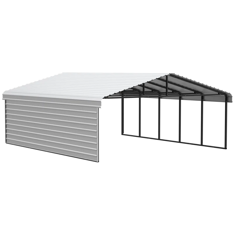 Arrow Arrow Steel Carport with 1 Side Wall Kit, 20x24x07