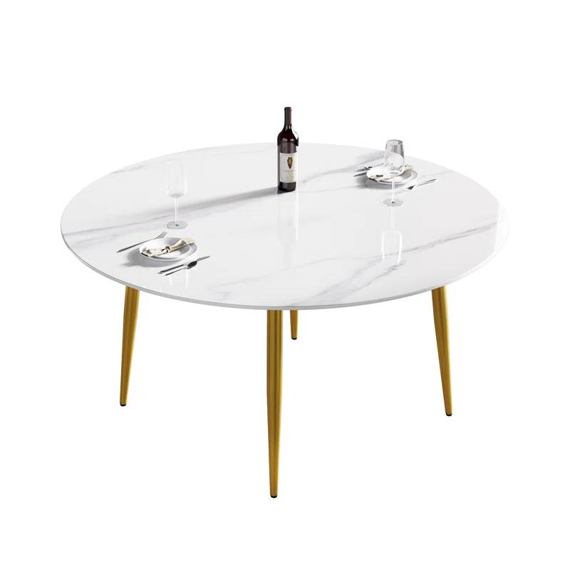 Ortelinda 59.05"Modern manmade st1 round metal dining tableposition for 6 people