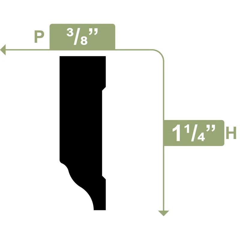 1.25'' H x 96'' W x 0.375'' D PVC Moulding