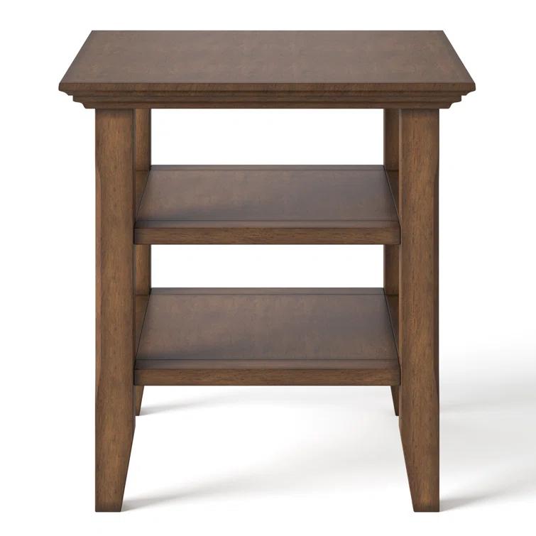 Simpli Home Acadian Solid Wood Transitional Table with Open Shelves