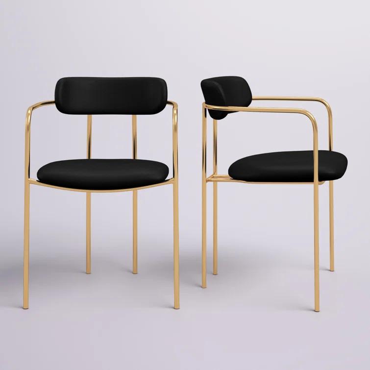 Etta Avenue™ Bellatrix 18'' H Velvet Upholstered Metal Armchair (Set of 2)