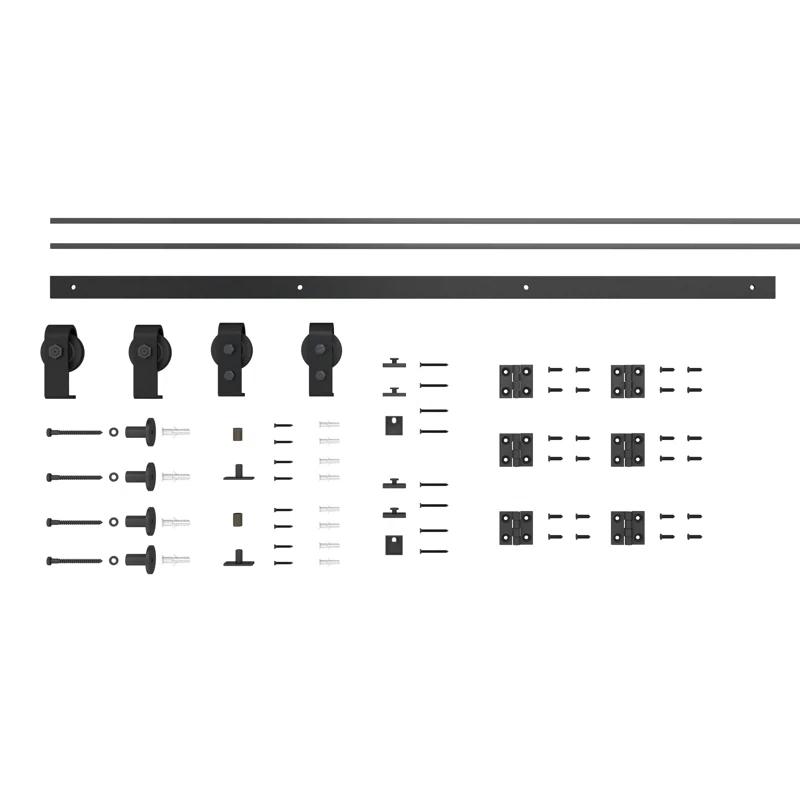 Calhome Paneled MDF Composite Double Bifold Barn Doors with Installation Hardware Kit