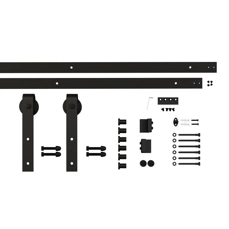 Calhome 3 Panel Shaker Stained Pine Wood Interior Sliding Barn Door with Hardware Kit