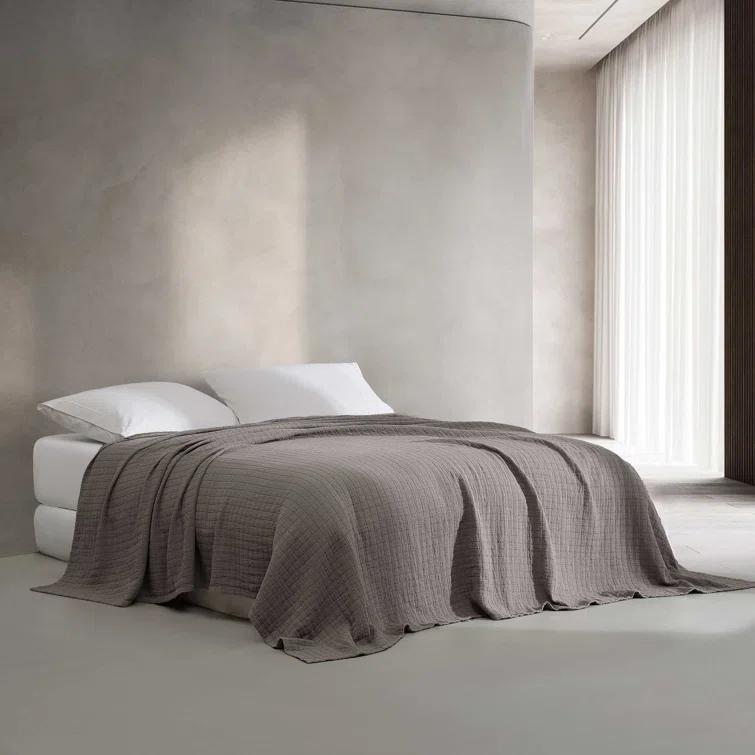 Essential Garment Washed Solid Reversible Cotton Coverlet