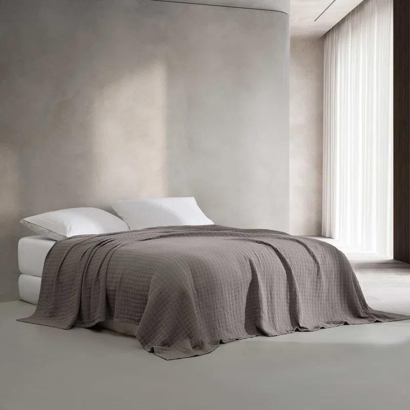 Essential Garment Washed Solid Reversible Cotton Coverlet