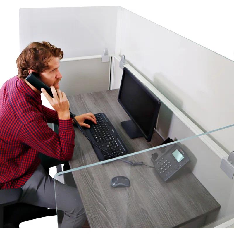 OBEX Acrylic Cubicle Mounted Privacy Panel with Small Brackets
