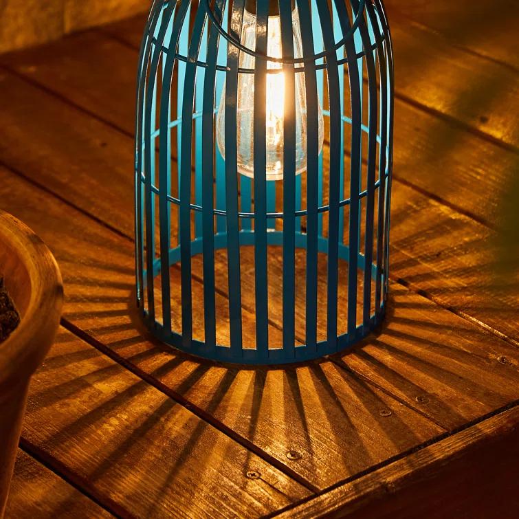 9.75" Metal Woven Solar Powered  Outdoor Hanging Lantern
