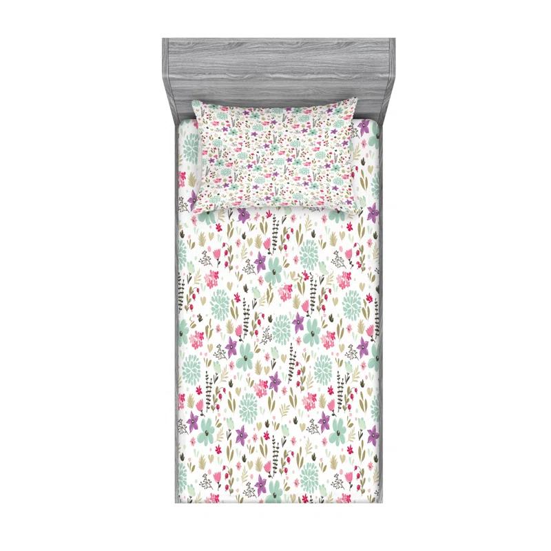 Ambesonne Microfiber Floral Sheet Set
