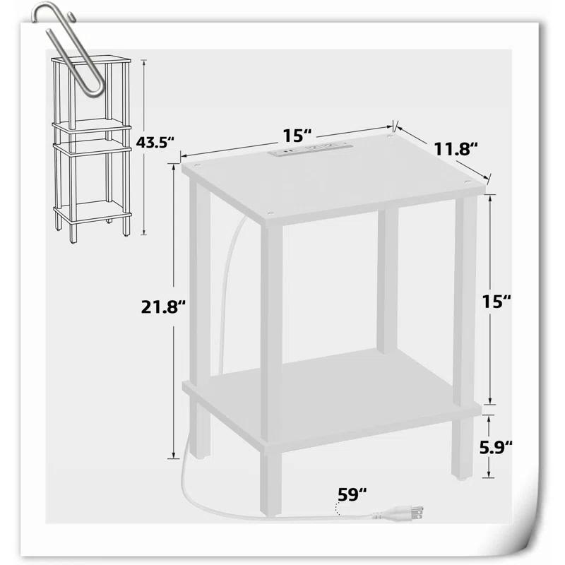 End Table With Charging Station, Side Table With USB Ports And Outlets, Nightstand, 2-Tier Storage Shelf, Sofa Table For Small Space, 1 Package(2PCS)