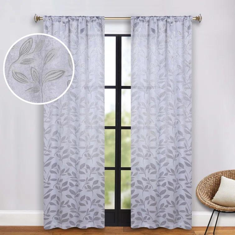 Superior Modern Bohemian Leaves Polyester Machine Washable Room Darkening Blackout Curtains by Superior (Set of 2)