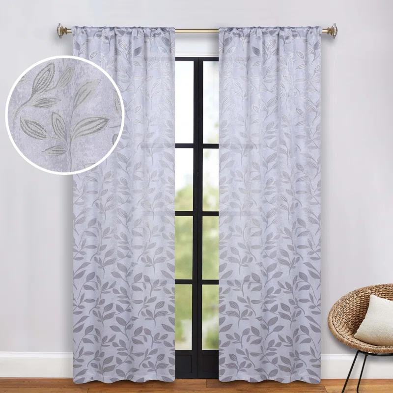 Superior Modern Bohemian Leaves Polyester Machine Washable Room Darkening Blackout Curtains by Superior (Set of 2)