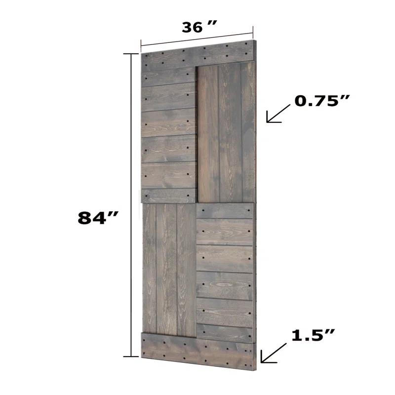 Mr. Wood L Series Paneled Wood Painted Barn Door without Installation Hardware Kit