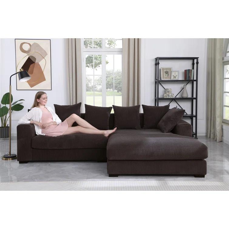 DEVION Furniture Naomi Corduroy Upholstered Sectional