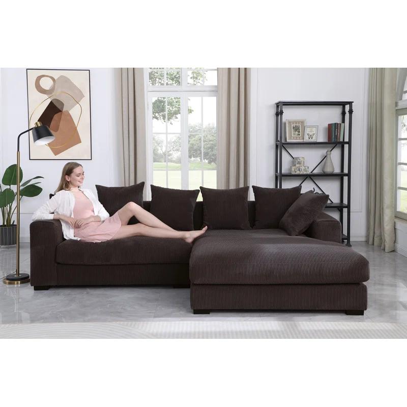 DEVION Furniture Naomi Corduroy Upholstered Sectional