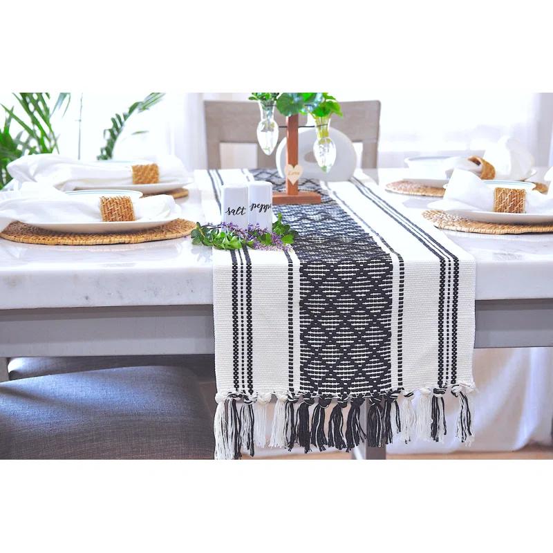 Oveesha Boho Cotton Woven Table Runner With Tassels