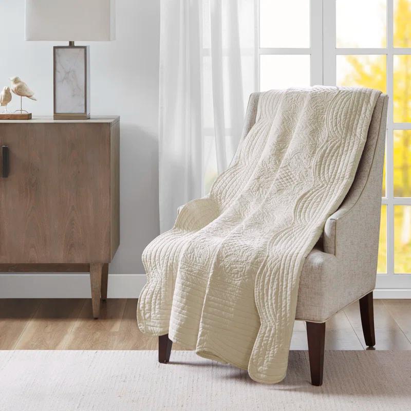 Madison Park Journey Oversized Quilted Throw with Scalloped Edges
