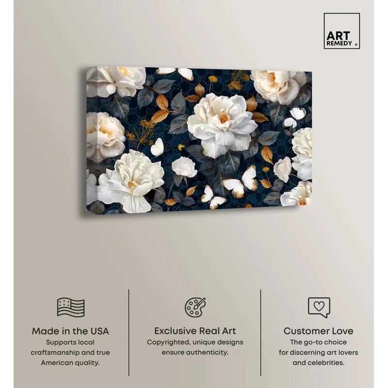 Art Remedy Navy Elegance Floral Realistic Wall Art by Art Remedy