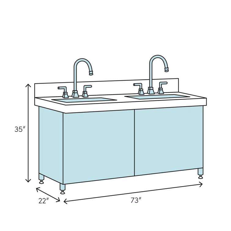 Modero 73" White Engineered Wood Double Vanity with Stone Top