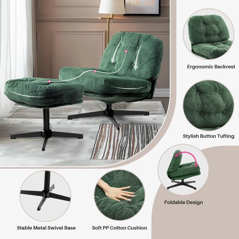 Red Barrel Studio® Hardyal Upholstered Swivel Accent Chair with Ottoman