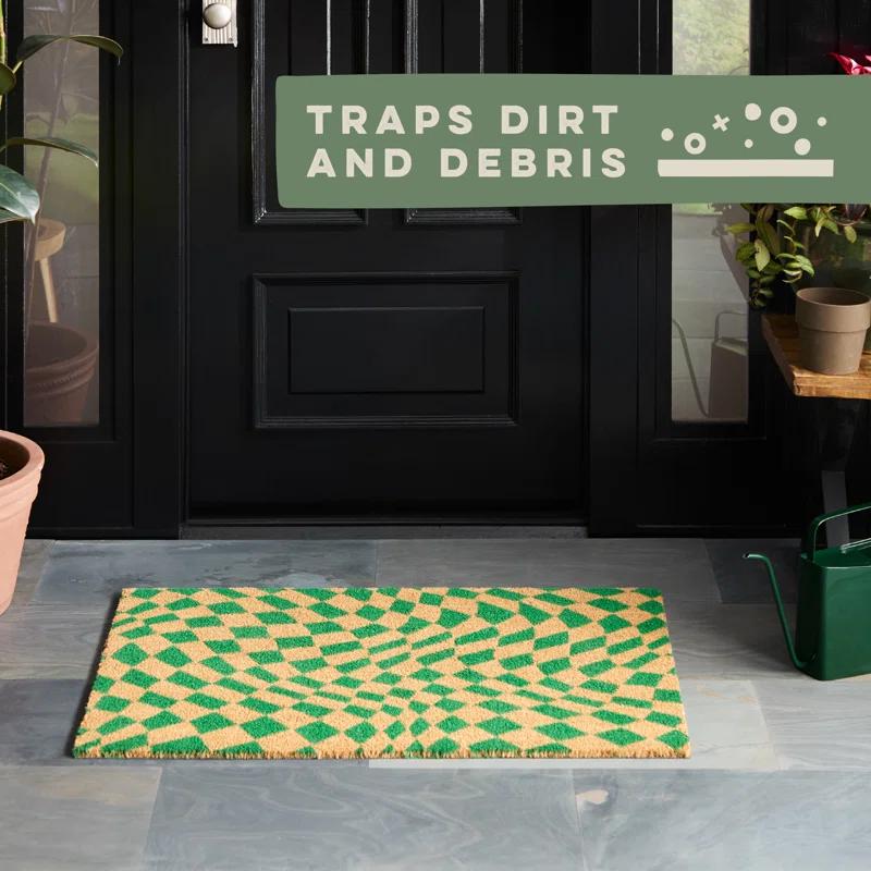 Town & Country Living TOWN & COUNTRY LIVING Emmett Groovy Checkerboard Non-Slip Indoor Outdoor Door Mat