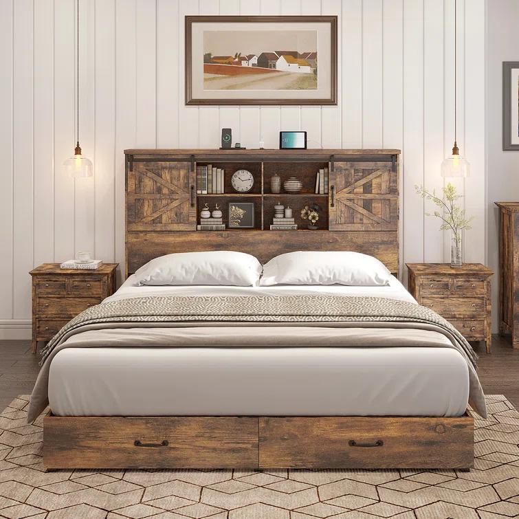 Trent Austin Design® Tryston Sherell Wooden Bookcase Full Bed Frame, Rustic Brown